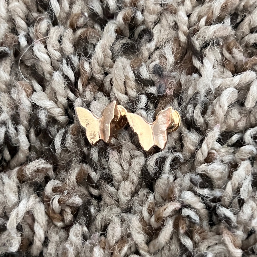 gold butterfly stud earrings